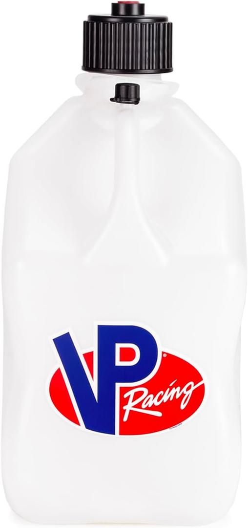VP Racing 5.5 Gallon Motorsport Racing Liquid Container Utility Jug Can with Contoured Handle, Multipurpose Cap and Rubber Gaskets, White