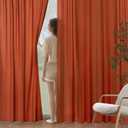 MIULEE Burnt Orange Privacy Sheer Curtains That Let Light in 84 Inches Long Non-See-Through Semi Sheer Curtains Light Filtering Window Drapes for Living Room Bedroom 2 Panels Set Terracotta