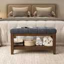 Solid Rubber Wood Shoe Bench, Soft Chenille Material Upholstered Seat, 770LB Load Capacity, Multi-Storage for Entryway/Bedroom/Living Room, Vintage Style, 31.5"x15.7"x17.7", Dark Gray, UASND66G