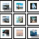 JCJMY 9 Pack 12x12 Picture Frame Gallery Wall Frame Set for 8x8 or 10x10 with 2 Mats or 12x12 Without Mat, Square Collage Wall Decor Photo Frames Bulk Set of 9 for Wall Hanging, Black