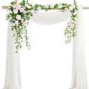 Ivory Chiffon Fabric 6.7 Yards - Wedding Arch Draping Fabric 29" x 20ft Ivory Sheer Curtains Wedding Decorations for Ceremony Backdrop