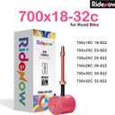 2 Pack RideNow TPU Inner Tubes 700C x 18-32C / 32-47C with 45mm/65mm/85mm Metal Presta Valve, Removable Valve Cores for All Road or Gravel Bike (Include Bike Tube Patch Repair Kit)