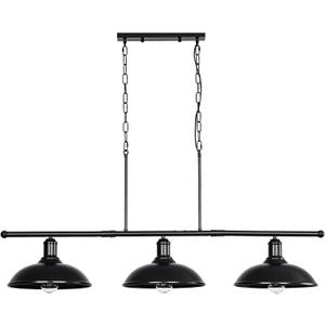 Island-Lighting Pool-Table Light-Pendant Fixture - 3 Lights Hanging 50 Inch Black Billiard Lights Industrial Kitchen Modern Farmhouse Rustic Chandeliers for Dining Room Vintage Bar Lights