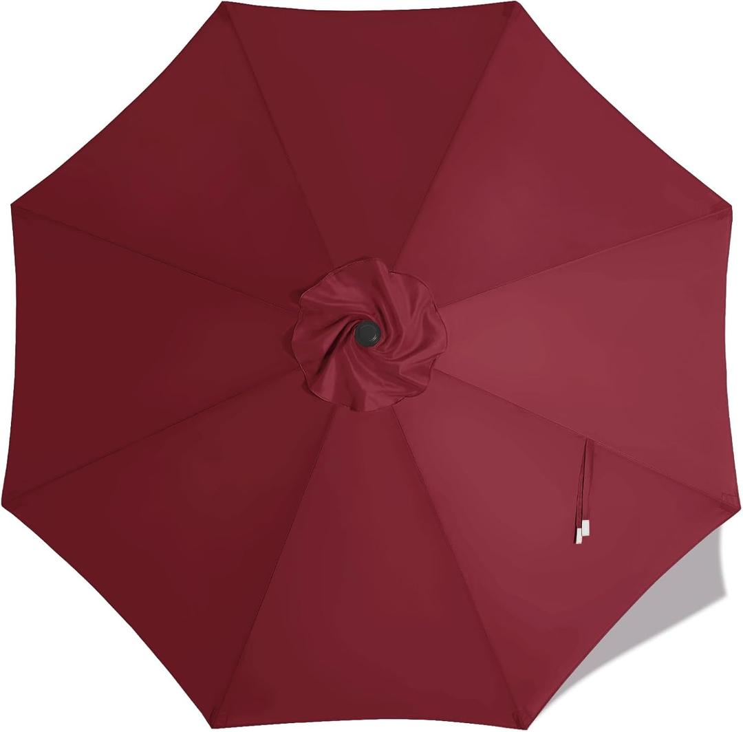 MASTERCANOPY Patio Umbrella 9 ft Replacement Canopy for 8 Ribs-Burgundy Canopy Only