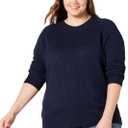 Amazon Essentials Womens Regular-Fit Soft Touch Long-Sleeve Crewneck Sweater (Large, Navy)