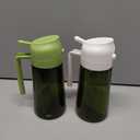 TrendPlain - 16oz Olive Oil Dispenser for Kitchen - 2 in 1 Olive Oil Dispenser and Oil Sprayer - Olive Oil Dispenser Bottle w/Stickers - Olive Oil Sprayer for Cooking 2Pcs White&Green (Light Blockage)