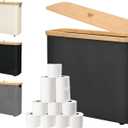 Toilet Paper Storage 30L - Waterproof Toilet Paper Basket with Bamboo Lid and Handle, Bathroom Organizer (Dark Black)