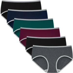 INNERSY Womens Underwear Cotton Hipster Panties Regular & Plus Size 6-Pack (X-Large, Contrasting Dark Vintage)