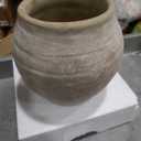 Briful Rustic Ceramic Vase for Home Decor, 7.4" Tall Farmhouse Vase, Beige