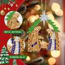 3 x Nativity Ornaments for Christmas Tree - Christian Gifts for Women Nativity Scene Religious Christmas Ornaments Decorations Xmas Keepsake (Gold)