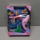 Mermaid Princess Doll Playset, Color Changing Mermaid, Dress Up Doll 12" and Dress Doll 3" and Dolphin, Color Change by by Reversing the Sequins Mermaid Toys for Little Girls and Play Gift Set Aged 3+