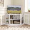 Panana Corner TV Stand - 47 Inch Media Console with 4 Doors and Shelves, Living Room Storage for TVs up to 51 Inch (White), 13.97" W x 23.62" H x 47.32" D