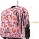 Rolling Backpack 22 Inch Backpack with Wheels for Business, College Student and Travel Commuter, Waterproof Wheeled Backpack (Pink-Flower)