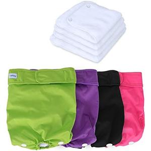 Teamoy Reusable Female Dog Diapers with Inserts (Pack of 4), Doggie Diaper Liners Period Pants for Dogs in Heat & Incontinence, Super-Absorbent, XL