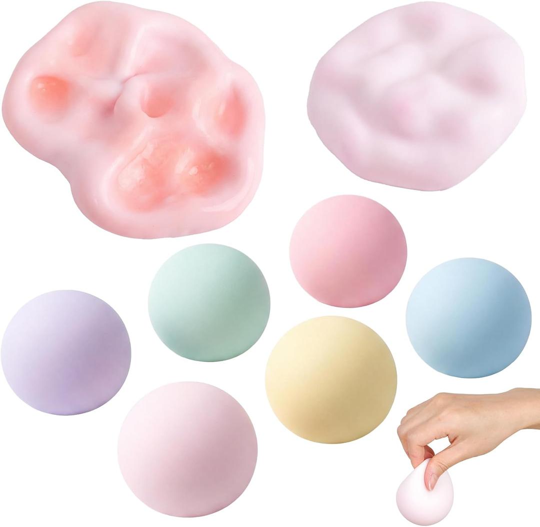 6 Pack Sand Squishy Stress Balls, Crunchy Moldable Vacuum Squishy Toys, Sand Filled Squishy Fidget Balls, Hard & Soft Squishy Sand Stress Relief Balls for Kids & Adults, Sensory Bead Squishy Gifts