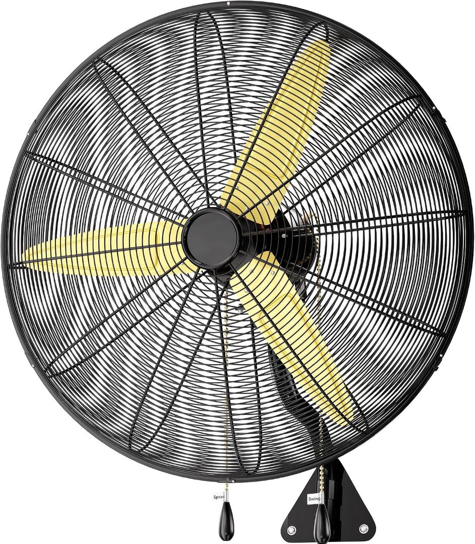 Uthfy 30 Inch Wall Mount Fan, High Velocity Max.11200 CFM Industrial Wall Fan, Heavy Duty Oscillating Fan with 3 Speeds, Outdoor Fan for Garage, Workshop, Patios, Commercial, Indoor Use, ETL Certified