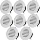 8 Pack Round Air Vent, 4 Inch ABS Louver Vent Cover with Built-in Fly Screen Mesh, Air Soffit Vent Ceiling Louver Grille Cover for Bathroom, Kitchen, Office, Garage, Home Ventilation