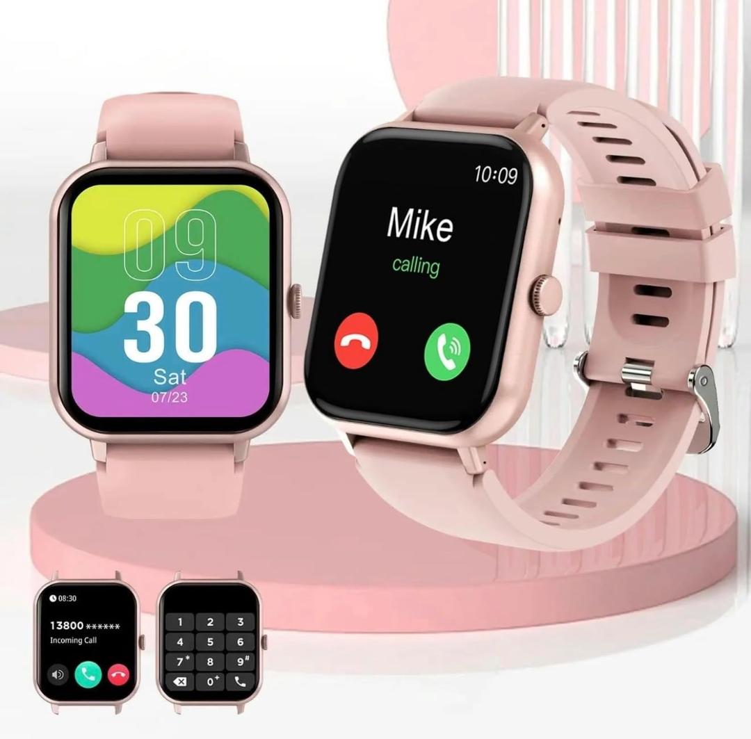 2024 Smart Watch for Men and Women, Fitness Tracker with Heart Rate Monitor, GPS, Waterproof, Compatible with iOS & Android (Salmon Pink)