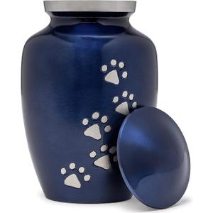 Eternal Harmony Large Pet Urns for Dogs with Secure Seal, Velvet Bag & Anti-Slip Felt Bottom, Animal Urn for Dog Ashes, Cat Ashes & Any Pet Up to 122 lbs (Blue, Large)
