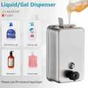 Commercial Wall Mount Soap Dispenser - Stainless Steel Bathroom Hand Soap 38.8oz Liquid - Anti-Leak Pump and Large Capacity Brushed Refillable