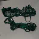 Lilosy Sexy Underwire Cute Push Up Strappy Embroidered Mesh Sheer Lingerie Set See Through Panty Bra (Medium, Bow Green)