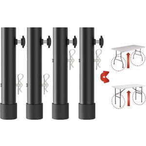 Folding Table Risers for Straight/Bent Leg, Durable Table Leg Extensions 2 Levels/Heights Table Leg Extenders 3.6in | 5.2in - All for Treating Your Back Pain (4-Pack)