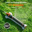 Diivoo Turbo Oscillating Water Sprinkler 17 Nozzles Up to 3800 Sq. Ft, Heavy Duty Metal Base & Built-in Filter, Adjustable Width/Range/Flow Rate, Quick-Connect Hose for Lawn, Garden Yard Grass