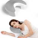 Side Sleeper Pillow for Adults, Ergonomic Memory Foam Shoulder Pillow with Arm Hole for Neck and Shoulder Pain, Suitable for Side Sleepers, White and Grey