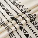 Boho Curtain Bohemian Window Curtains with Black Geometric Pattern & Tassels Fringe Rod Pocket Cotton Drapes for Bedroom Living Room Kitchen (59" Wide x 63" Long, 2 Panels)