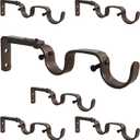 Heavy Duty Curtain Rod Brackets, Fits up to 1 inch Rods, Adjustable Double Curtain Rod Holders, Set of 6, Bronze