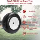 (2-Pack) 16x6.50-8 Flat Free Lawn Mower Tires & Wheels, 16" Solid Tires for Riding Mowers & Garden Tractors, Adjustable 3"-4.5" Hub with 3/4" & 5/8" Bearings, 550 lbs Load Capacity, 1 pcs