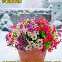 12Pk Daisy Artificial Flowers for Outdoors with Eucalyptus - UV Resistant Fake Flowers for Hanging Basket Vase Planter Window Box, Realistic Silk Faux Plants for Porch Garden Home Decor,White|Spring (Purple+white+wine Red)