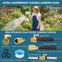 FlexiSolve NON-EXPANDABLE Garden Hose 75 ft, Ultra Lightweight Flexible Water Hose with 10-Pattern Nozzle & Shut-Off Valve, Holder, Leakproof & Kink-Resistant Reinforced Fittings for Yard Outdoor
