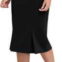 Belle Poque Women Pencil Skirt High Waisted Midi Pencil Skirt with Pockets (X-Large, Black)