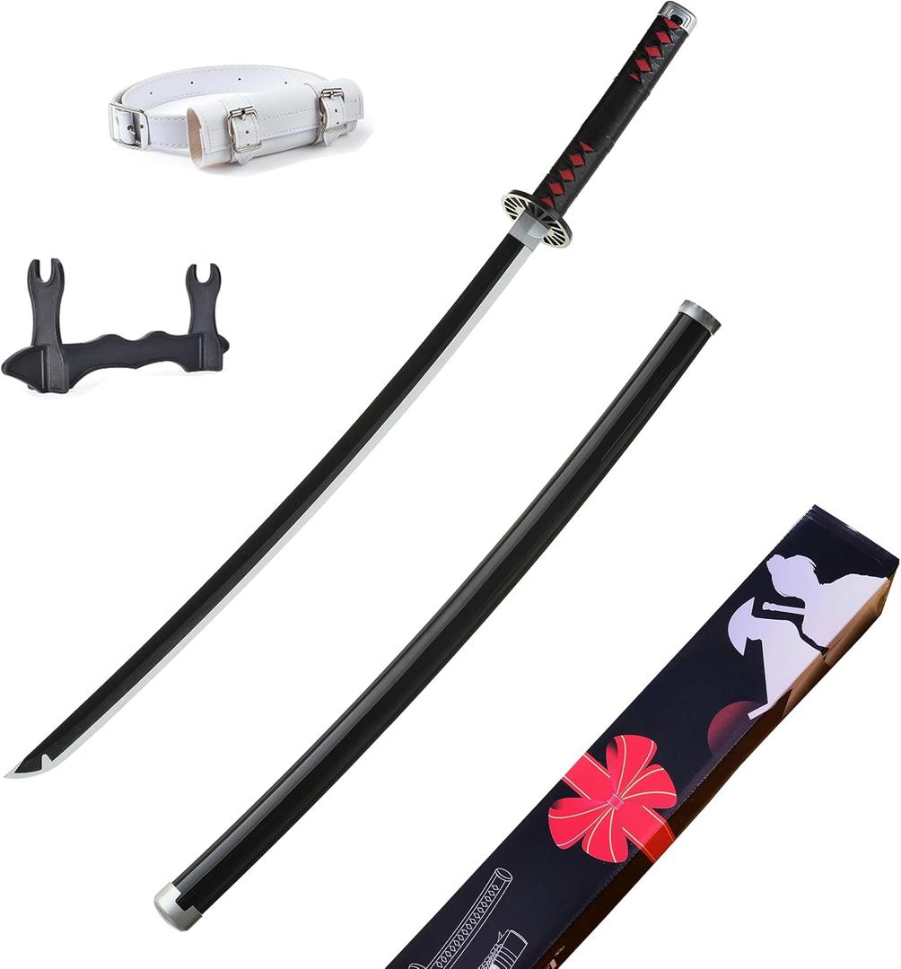 JIHPEN sword.New! Demon Slayer Sword. About 41 in. with Display Stand and Belt. Hashira Pillars & Protagonist Katana for Cosplay Purpose. Various Styles  (Tanjirou)