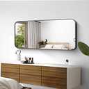 KOCUUY Black Bathroom Vanity Mirror, 24 x 48 inch Metal Frame Mirror with Rounded Corner, Rectangle Design of Upgraded Shatterproof Glass for Bathroom, Bedroom, Living Room, Entryway