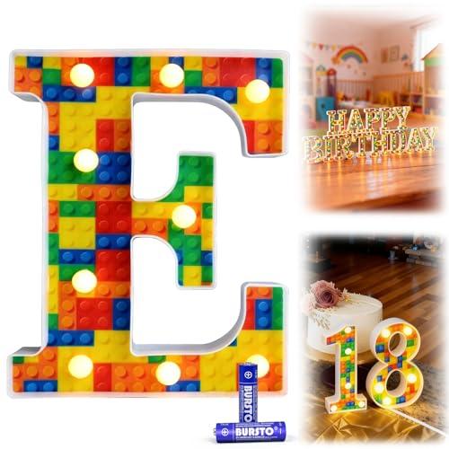 Colorful Marquee LED Light Neon Sign with Extra Battery, Desktop or Wall Decor for Birthday Party, Wedding, Graduation Celebrations, Ideal as Gifts (9'', Letter E) 2 Pack