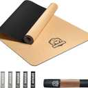 HAPBEAR Large Cork Yoga Mat - 72"x36" Wide Non-Slip for Home Workout, Yoga, Pilates & Stretching - 6mm Cushioned Support - Eco-Friendly & Durable - Bonus Resistance Bands & Carry Bag Included (Yellow)