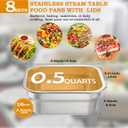 8 Pcs 1/6 Size Hotel Steam Table Pans with Lids, Stainless Steel Food Containers and PP Plastic Covers, Anti-clogging Steamer Pans for Buffet, Catering, Restaurant, and Food Prep (2.5" Deep)