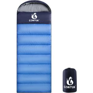 Sleeping Bags for Adults, Green Material, Waterproof, Improved Skin-Friendly Poly-Pongee Lining, Camping Sleeping Bag with Optimized Zippers and Stitching, Blue & Black, 3-4 Seasons