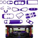 JeCar 20pcs Purple Interior Accessories Trim Kit for 2024 2025 2026+ Jeep Wrangler JL JLU & Gladiator JT - Center Console Gear Shift Cup Holder Panel, Dashboard Decoration Upgrade