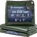 Stansport Medium-Duty Rip-Stop Tarp 5' x 7' - Dark Green (T-57) - Medium Duty Waterproof for Outdoor Camping - 5 Mil Thick, Durable and Reliable Cover for All Your Camping Needs