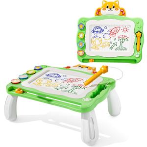 NIPLOOW Magnetic Drawing Board with Early Educational Toy, Doodle Board Montessori Preschool Travel Toys Gifts for 3 4 5 6 Year Old Etch Sketch Erasable Writing Pad