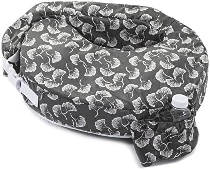 My Brest Friend Original Nursing Pillow Enhanced Ergonomics Essential Breastfeeding Pillow Support For Mom & Baby W/ Convenient Side Pocket, Double Straps & Slipcover, Grey Flowing Fans
