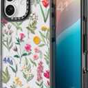 Compatible for iPhone 16 Case Cute - Durable Shockproof 6.6 ft Drop Impact Phone Case - Black Funny Nature Flower Design for iPhone 16 6.1"