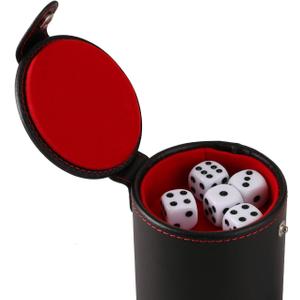 GWHOLE Dice Cup Leather Dice Games Shaker with Lid Bar Liar Dice Rolling Set Cup Storage Box Tray for Yahtzee Farkle Backgammon Bar Birthday Party Craps Games