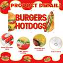Tudomro 2x4 Feet Burgers & Hot Dogs Banners Polyester Fabric Sign Polyester Burgers Hot Dogs Concession Stand Banner with Two Metal Grommets Weatherproof Industrial Yard Signs