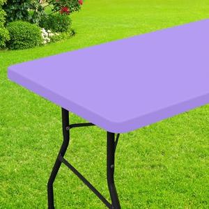 Smiry Rectangle Picnic Table Cloth, Waterproof Elastic Fitted Tablecloths for 4 Foot Tables, Washable Polyester Table Cover for Camping, Indoor and Outdoor (Lavender, 24"x48")