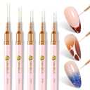 UNA GELLA Nail Art Brushes Metallic, 5 Count Liner Pens Set For Nail Art Gel Polish, Detail Nail Art Design Painting Brush Set For Nails Gel Fine Drawing Nail Tools, Sizes 7/9/11/15/25mm