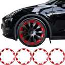 Red Rim Protector for Tesla Model Y 20 Inch Induction Wheels | hubcap trim snap on installation scratch guard curb rash protection wheel cover replacement auto accessories cover, 2020-2024Model Y 20 inch